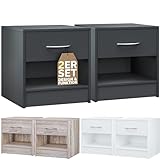 Casaria® Nachttisch 2er Set Anthrazit Schublade 41x39x28 cm Holz Ablage Modern...