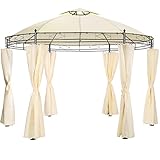 tectake® Pavillon rund Ø 3,5m, Partyzelt mit Dach und Seitenteilen, inkl....