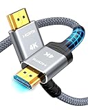 SNOWKIDS 4K HDMI Kabel 2Meter,HDMI Kabel 4K@60Hz Nylon Geflecht Vergoldete Anschlüsse mit...