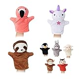 Relaxdays 10024372, 8er Set Tiere, bunt Handpuppen für Kinder, AFFE, Einhorn,...