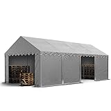TOOLPORT Lagerzelt 4x8 m Industriezelt Unterstand PVC Plane 750 N grau mit Bodenrahmen und...