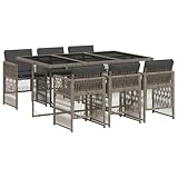 vidaXL Garten Essgruppe 7-TLG., Gartenmöbel Set Tisch mit Glasplatte 6 Stühle,...