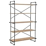GuyAna Bücherregal aus massivem Tannenholz und Stahl 120x42x180 cm BüCherregal...