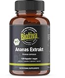 Biotiva Bio Ananas Extrakt 120 Kapseln - 500mg - Bromelain - natürliches Ananasenzym -...