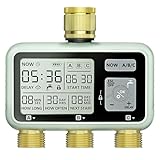 Johgee Bewässerungscomputer 3 Ausgängen mit Messingeinlass und Auslass, Digitaler...