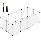 SONGMICS Freigehege mit Bodenplatten, Laufstall, Meerschweinchen Gehege, aus Kunststoff,...