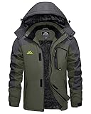 KEFITEVD Winterjacke Herren Skijacke mit Kapuze Warme Jacke Übergangsjacke Gefüttert...
