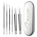 BESTOPE PRO Mitesserentferner, 6-teiliges Akne-Entferner-Set– Pinzetten-Set...