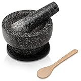 OLIDAN ® Granit Mörser mit Stößel im Set mit schützender Unterlage,...