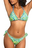 SHEKINI Damen Triangel Schnürschuh Bikini Set Badeanzug Rückenfrei Strandkleidung Boho...