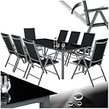 tectake® Aluminium Sitzgruppe 8+1, Gartenmöbel Set mit Stuhl und Tisch,...