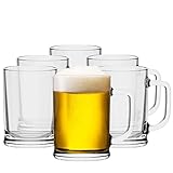 TREND FOR HOME Bierkrug 0,5 Liter Set von 6 mit Handlichem Griff Glaskrug 0,5 Liter Bier...