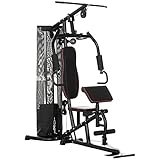 HOMCOM Kraftstation, Multifunktionale Fitnessstation mit Latzug- & Butterflystange,...