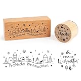 BOOMTOP 2Pcs Weihnachten Stempel Holz Stempel Frohe Weihnachten Motivstempel Fröhliche...