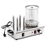 Wiltec Hot Dog Gerät 650 W aus Edelstahl mit 4 Heiz-Dornen, 475 x 290 x 380 mm,...