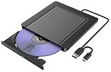 Externes CD DVD Laufwerk, Ultra dünn USB 3.0 & USB-C CD/DVD Laufwerk Extern, CD DVD +/-RW...