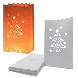 JAHEMU Lichttüten Papierlaternen Weihnachtsbaum Kerzentüten Kerze Taschen Weiß Candle...