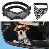 Adiwo Hundebrille,Wasserdicht Hundeschutzbrille mit Hundehalstuch Anti-UV Schutz Hunde...