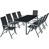 TecTake Aluminium Sitzgarnitur 8+1 Sitzgruppe Gartenmöbel Tisch & Stuhl-Set - diverse...