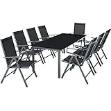 TecTake Aluminium Sitzgarnitur 8+1 Sitzgruppe Gartenmöbel Tisch & Stuhl-Set -...