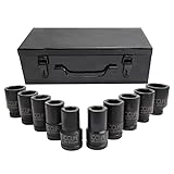 CCLIFE 10tlg 3/4 zoll Kraft Schlagschrauber Nüsse Sechskant Nuss Schlagnuss 22-50MM lang...
