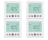 SM-PC®, 4x Set Digital Thermostat Raumthermostat Fußbodenheizung Wandheizung LED weiß...