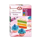 RUF Lebensmittel-Farben Classic, 4 XXL Tuben in Rot, Blau, Grün, Gelb, zum Färben von...