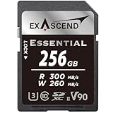 Exascend Essential 256 GB SDXC UHS-II V90 Speicherkarte 4K UHD bis zu 260 MB/s...