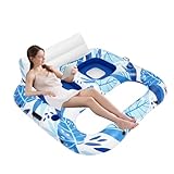 Schwimmring 2 Personen, Aufblasbarer Doppel-Schwimmring mit getränkehalter, Max....