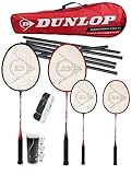 Dunlop Sports Nanomax Pro Ti Family Badminton-Set, inkl. 2 Erwachsene, Junior-Schläger,...