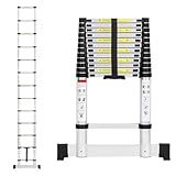 Eikuavons Teleskopleiter, 5M Aluminium Ausziehbare Leiter mit Stabilisator, Belastung...