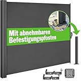CASARIA® Seitenmarkise Nosara 160x300cm Ausziehbar Blickdicht Sonnenschutz Markise Balkon...