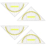simarro 4 Stück Geodreieck Mit Griff, Transparent Geometrie Dreieck Lineal...