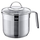 Silit Achat Milchtopf Induktion mit Glasdeckel 14 cm, hoher Kochtopf 1,7l, Edelstahl...