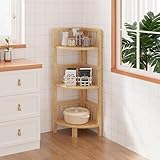 Dripex Eckregal stehend, Badezimmerregal 3 Ablagen, 89x30x30cm, Bambus Standregal für...