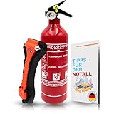 Feuerlöscher Auto 1kg + Nothammer Auto mit Gurtschneider [INKL. NOTFALLKARTE] -...