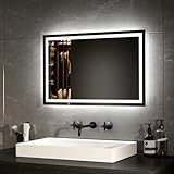 EMKE Badspiegel mit Beleuchtung 40x60cm LED Badspiegel Antibeschlag Kaltweiß...