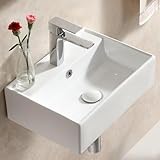 Waschbecken Waschtisch aus Keramik, Aufsatzwaschbecken Eckig, Kleines Waschbecken Gäste...