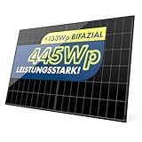 Solarmodul 445W Bifazial Glas-Glas PV-Module mit 2x1,6mm Glas, modernster n-Type...