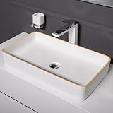 FAHKNS Badezimmer-Waschbecken, rechteckig, 61 x 35,6 cm, Badezimmer-Waschbecken mit...