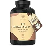 Bio Flohsamenschalen Kapseln - 360 Kapseln (je 750mg) - 4500mg hochdosierte...