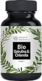 Bio Spirulina & Chlorella Presslinge - 500 Tabletten - Zertifiziert Bio, laborgeprüft,...