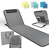 Onbest Bequeme Strandliege 165 cm lang - mit Verstellbarer Rückenlehne und Liegekissen...