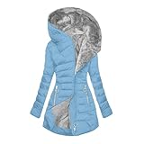 Damen Winterjacke Warm Gefüttert Steppjacke Lang Elegant Parka Jacke mit Kapuze...