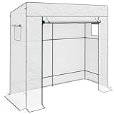 Outsunny Wandgartenhaus Anlehngewächshaus mit 1 Rolltür, verstärkter PE-Plane, 2...