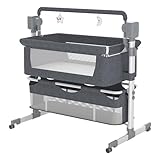 MoLi Beistellbett Baby mit Rollen, Convertible Faltbar Co-Sleeping Babybett, Stubenwagen...