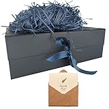Blau Geschenkbox 33x26x11cm, Geschenkkarton mit Magnetisch Deckel und Schleife für...