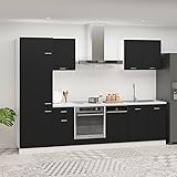 Xichuzi 7-TLG. Küchenzeile Schwarz Holzwerkstoff, Küche, Einbauküche, Küche Komplett,...