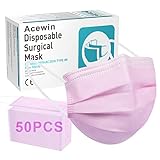 Acewin 50 Stück Einweg Maske Rosa Erwachsene Einwegmaske 3 Lagig Gesichtsmaske...