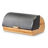 Zeller 25365 Brotkasten, Bamboo/Metall, schwarz, ca. 39 x 27 x 19 cm, Brotaufbewahrung,...